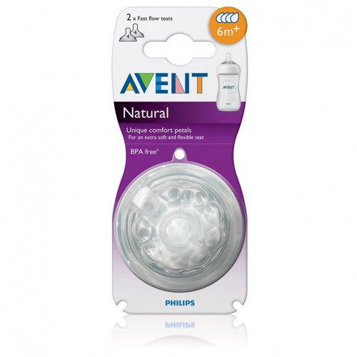 Philips Avent Natural Teat, 6m+ Set of 2 (Fast Flow)