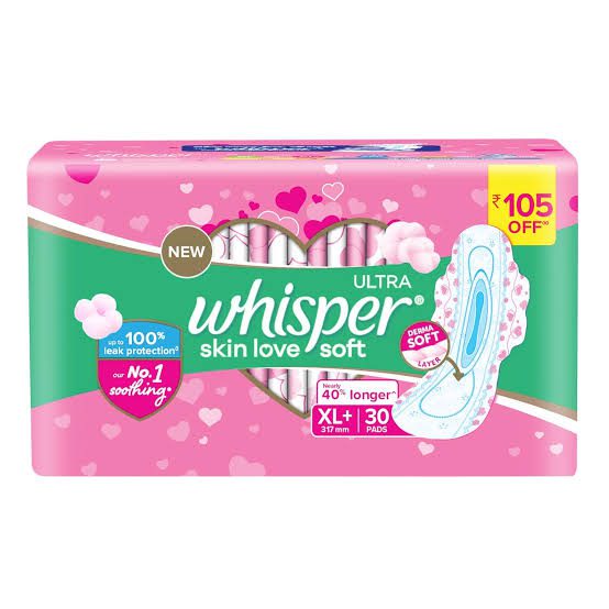 Whisper Ultra Clean XL Wings 30 Pads